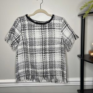 plaid tweed top